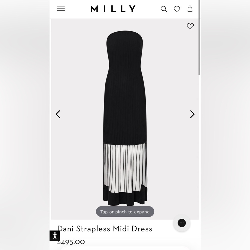 NWT BRAND NEW Milly Dani Strapless Midi Dress in Black MEDIUM